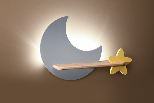 Kinkiet LED 5W dla dziecka szary księżyc gwiazdka Moon Candellux 21-75574