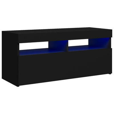Szafka pod TV z oświetleniem LED, czarna, 90x35x40 cm vidaXL