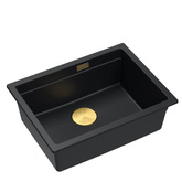 LOGAN 100 GraniteQ zlewozmywak pure carbon 59,5x45,1x21,5 cm 1-komorowy wpuszczany z syfonem manualnym złoty
