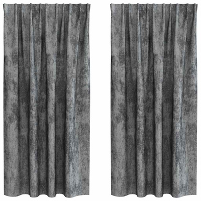 Zasłony z weluru z zasłonami 2 pcs Szary 175 x 140 cm Aksamit
