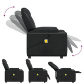 vidaXL Rozkładany fotel masujący, czarny, sztuczna skóra