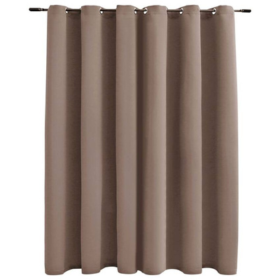 vidaXL Zasłona zaciemniająca z metalowymi kółkami, taupe, 290x245 cm