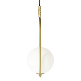 Lampa wisząca CORDEL elegancka - złoty mosiądz z białym kloszem kulką - nowoczesne oświetlenie sufitowe salonu i łazienki 1x G9 LED