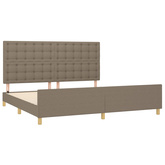 Rama łóżka z zagłówkiem, kolor taupe, 200x200 cm, obita tkaniną vidaXL
