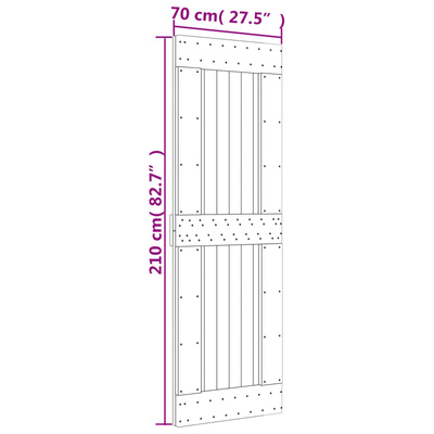 Drzwi przesuwne 70 x 210 cm Lite Drewno Sosnowe (Nieobrobione)