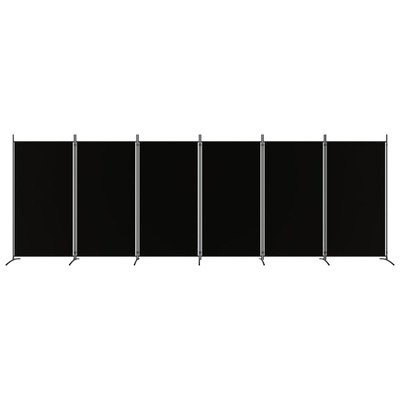 Parawan 6-panelowy, czarny, 520x180 cm, tkanina
