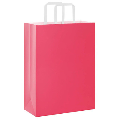 Torby papierowe 250 szt. z uchwytami Różowe 26x12x35 cm