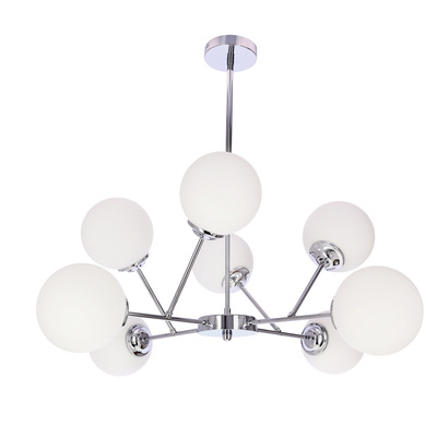 BELWEDER lampa wisząca chromowy 8x40W E14 klosz biały 38-39866