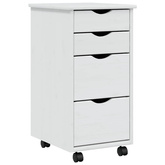 Szafka na kółkach MOSS, z szufladami, biała, sosna