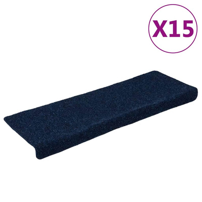 Maty na schody samoprzylepne 15 szt. 65x21x4 cm Granatowe prostokątne krawędzie
