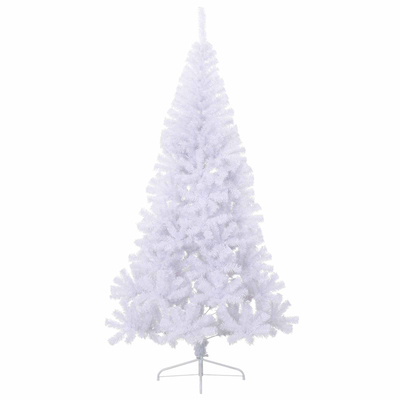 Sztuczna choinka z 300 diodami LED Biały 210 cm PVC i stal