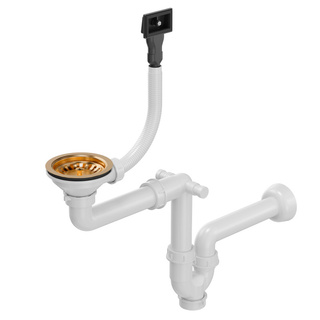 Odpływ zatyczkowy 3 1/2" z syfonem 1-komorowy PVD miedziany (STAL-pionowy), save space (12SR3-P1A-PC1)