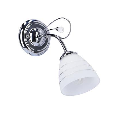 Kinkiet ścienny chromowy z kryształkiem biały klosz Simpli Candellux 21-64288