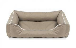 Legowisko dla psa Sofa Valencia Standard w kolorze beżowym z białym wykończeniem Rozmiar: XL - 120 x 90 cm - do samodzielnego złożenia