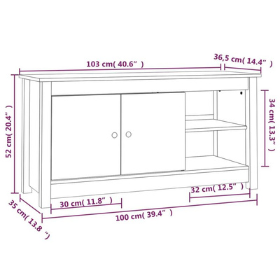 vidaXL Szafka pod TV, miodowy brąz, 103x36,5x52 cm, drewno sosnowe