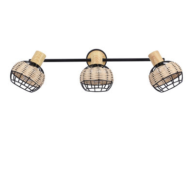 Tajga lampa sufitowa listwa czarny+drewniany 3x40w e14 klosz czarny+drewniany