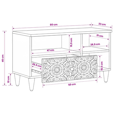 Szafka pod telewizor Brązowy 80 x 33 x 46 cm Drewno z mango