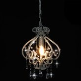 Lampa sufitowa z koralikami, biała, okrągła, E14