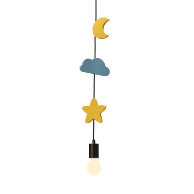 Trio sss p lampa wisząca czarny 3x20W E27 iq kids złoty+niebieski