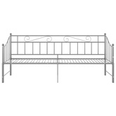 Sofa z wysuwaną ramą łóżka, szara, metalowa, 90x200 cm