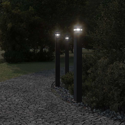 Zewnętrzne lampy stojące, 3 szt., czarne, 110 cm, aluminium
