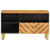 vidaXL Szafka pod TV, brązowo-czarna 80x33,5x46 cm, lite drewno mango