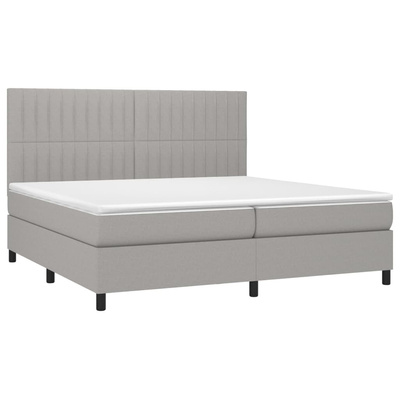 vidaXL Łóżko kontynentalne z materacem, jasnoszare, tkanina 200x200 cm wariant 23