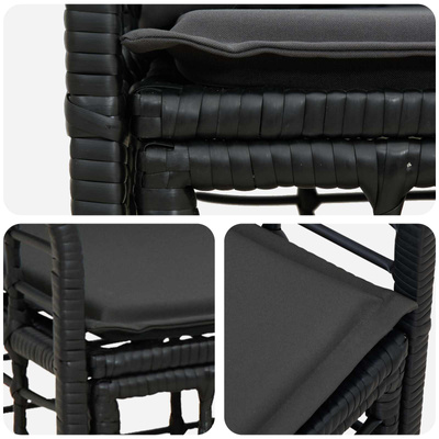 Ogrodowy loveseat 2 szt. 2-Liczba miejsc Czarny i Ciemnoszary