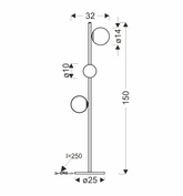 Lampa podłogowa Kama 3x28W G9 czarna i złota, klosze grafitowe i bursztynowe, elegancka lampa stojąca, nowoczesny design do salonu