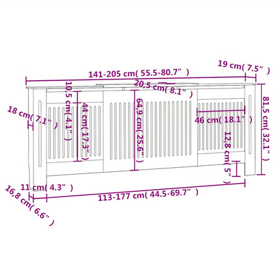 na kaloryfer z MDF, biała, 205 cm Osłona
