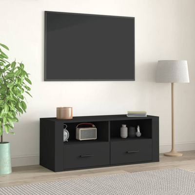 vidaXL Szafka pod TV, czarna, 100x35x40 cm, materiał drewnopochodny