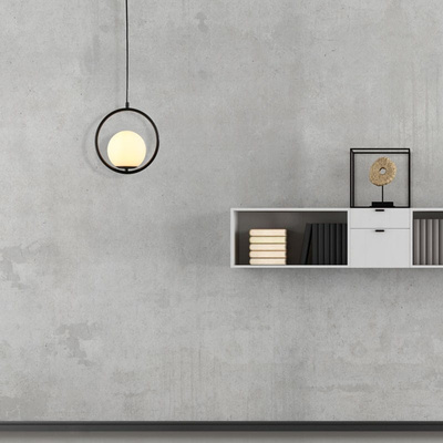 Lampa Wisząca Czarna Kula Mleczna Abruzzo Rossi E27