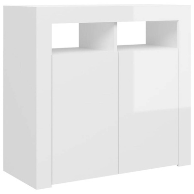 vidaXL Szafka z oświetleniem LED, biała, wysoki połysk, 80x35x75 cm