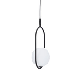 Lampa wisząca CORDEL elegancka - czarna z białym kloszem kulką - nowoczesne oświetlenie salonu i łazienki 1x G9 LED