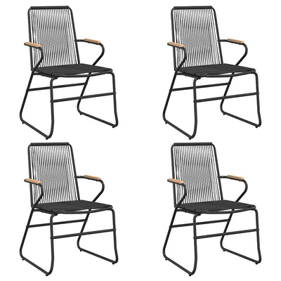 5-częściowy zestaw mebli ogrodowych, czarny, rattan PVC