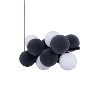 Lampa wisząca Szklana 4 kule Świetlne oraz 8 kul dzwiękochłonnych Szarych 4xG9 65cm Abruzzo Vino