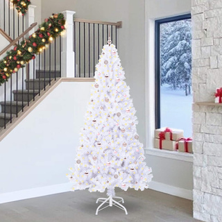Sztuczna choinka z 300 diodami LED Biały 240 cm PVC i stal