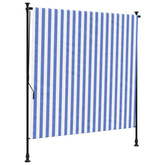 vidaXL Roleta zewnętrzna, niebiesko-biała, 200x270 cm, tkanina i stal