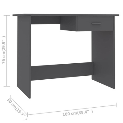 vidaXL Biurko, szare, 100x50x76 cm, materiał drewnopochodny