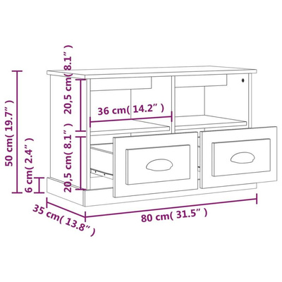 vidaXL Szafka pod TV, przydymiony dąb, 80x35x50 cm