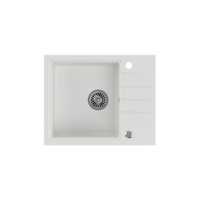 PETER 116 GraniteQ zlewozmywak granitowy snow white 1-komorowy z/o (62x50x20) z syfonem save space i zaślepką