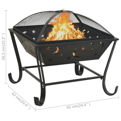 vidaXL Palenisko z pogrzebaczem, 62 cm, XXL, stal
