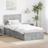 Ramka łóżka Betonowy szary 70 x 190 cm Drewno inżynieryjne