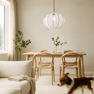 MELLOW lampa wisząca czarny 1x40W E27 abażur 52 biały kula 31-41951