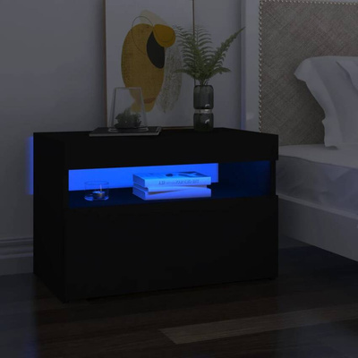 vidaXL Szafka pod TV z oświetleniem LED, czarna, 60x35x40 cm
