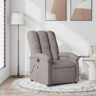 vidaXL Rozkładany fotel masujący, taupe, obity tkaniną