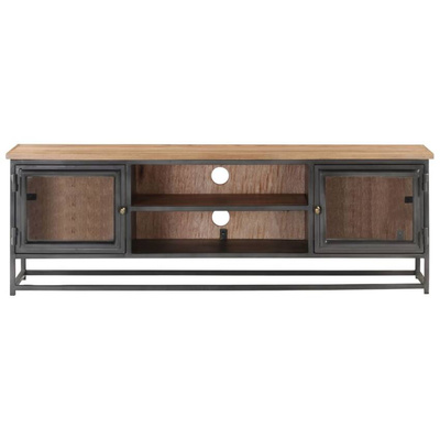 vidaXL Szafka pod TV, szara, 120x30x40 cm, lite drewno akacjowe i stal