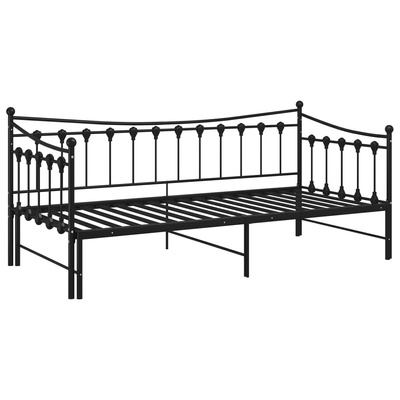 Sofa z wysuwaną ramą łóżka, czarna, metalowa, 90x200 cm wariant 4