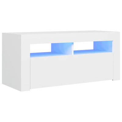 vidaXL Szafka pod TV z oświetleniem LED, biała, 90x35x40 cm