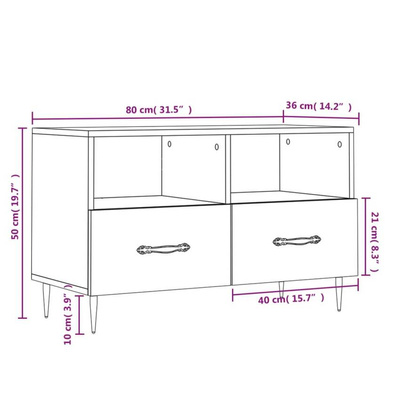 vidaXL Szafka pod TV, biała, 80x36x50 cm, materiał drewnopochodny wariant 12